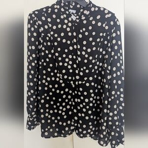 Dressbarn Black and White Polka Dot Blouse
